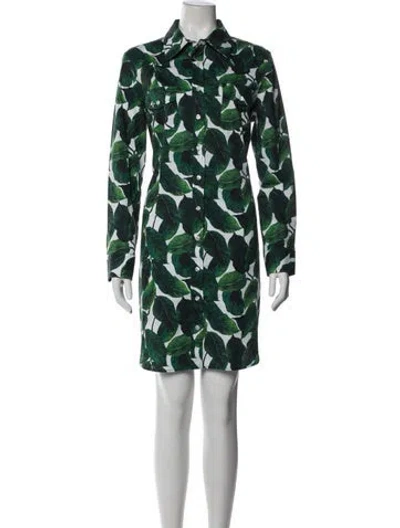 Pre-owned Milly Printed Knee-length Dress In Green