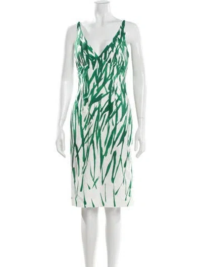 Pre-owned Milly Printed Knee-length Dress In Green