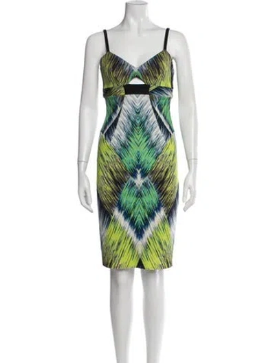 Pre-owned Milly Printed Knee-length Dress In Green