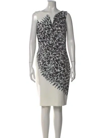 Pre-owned Milly Printed Knee-length Dress In Neutral