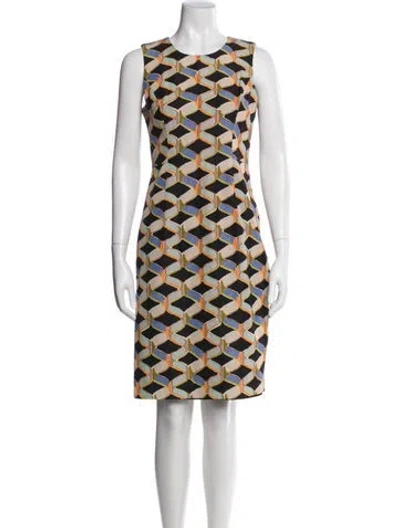 Pre-owned Milly Printed Knee-length Dress In Neutral