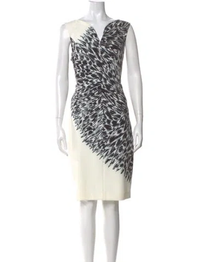 Pre-owned Milly Printed Knee-length Dress In Neutral