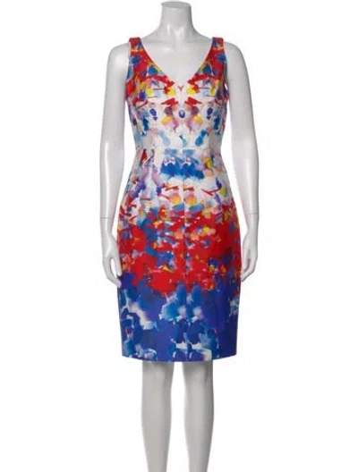 Pre-owned Milly Printed Knee-length Dress In Neutral