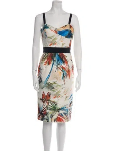 Pre-owned Milly Printed Knee-length Dress In Neutrals