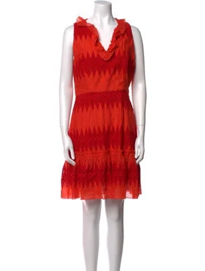 Pre-owned Milly Printed Knee-length Dress In Orange