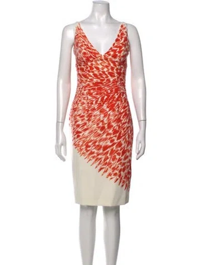 Pre-owned Milly Printed Knee-length Dress In Orange