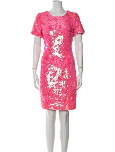 Pre-owned Milly Printed Knee-length Dress In Pink
