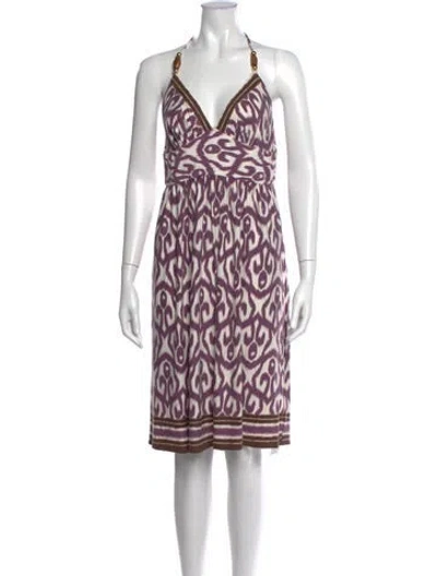 Pre-owned Milly Printed Knee-length Dress In Purple/white