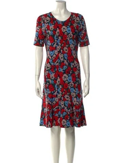 Pre-owned Milly Printed Knee-length Dress In Red