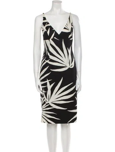 Pre-owned Milly Printed Knee-length Dress W/ Tags In Black