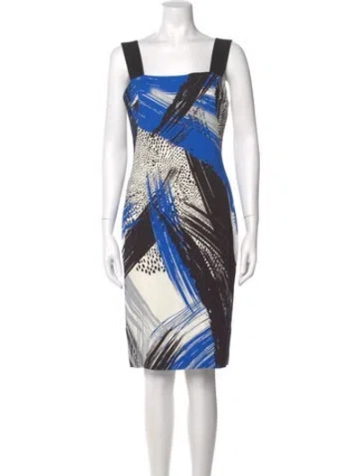 Pre-owned Milly Printed Knee-length Dress W/ Tags In Blue