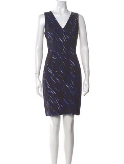 Pre-owned Milly Printed Knee-length Dress W/ Tags In Blue