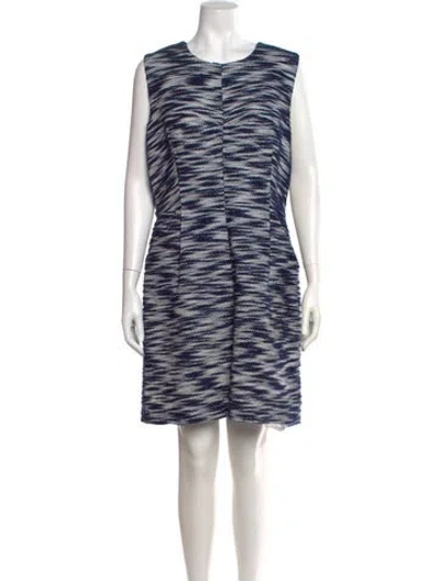 Pre-owned Milly Printed Knee-length Dress W/ Tags In Blue