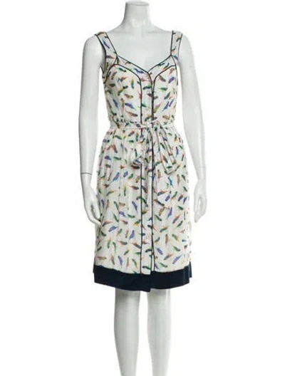 Pre-owned Milly Printed Knee-length Dress In White