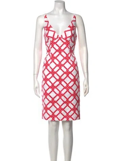 Pre-owned Milly Printed Knee-length Dress In White
