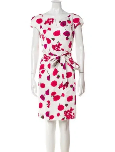 Pre-owned Milly Printed Knee-length Dress In White