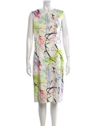 Pre-owned Milly Printed Knee-length Dress In White