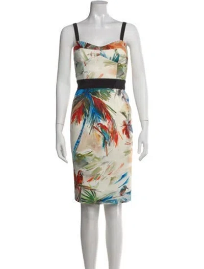 Pre-owned Milly Printed Knee-length Dress In White