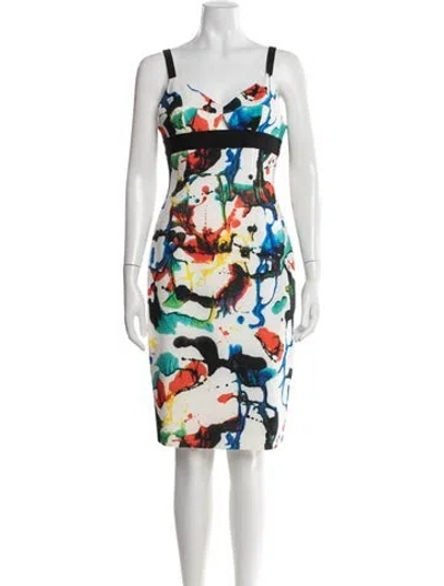 Pre-owned Milly Printed Knee-length Dress In White