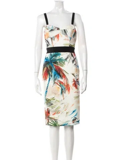 Pre-owned Milly Printed Knee-length Dress In White