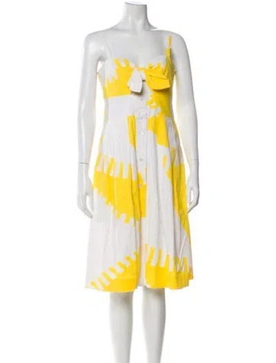 Pre-owned Milly Printed Knee-length Dress In Yellow