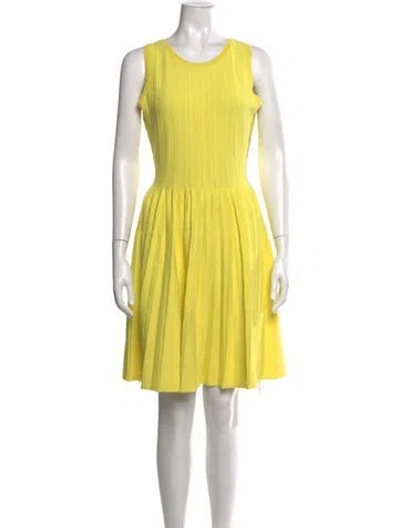 Pre-owned Milly Printed Knee-length Dress In Yellow