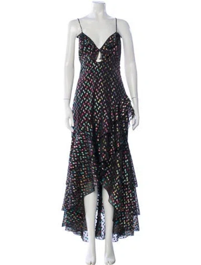 Pre-owned Milly Printed Long Dress In Blue