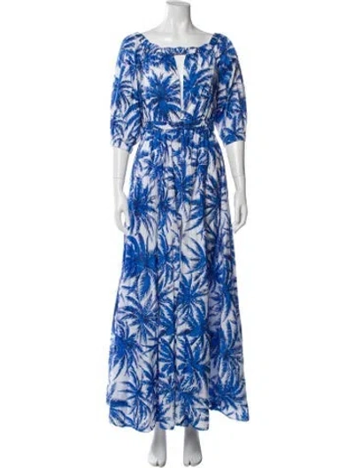 Pre-owned Milly Printed Long Dress In Blue