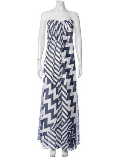 Pre-owned Milly Printed Long Dress In Blue