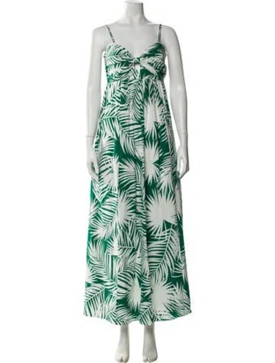 Pre-owned Milly Printed Long Dress In Green