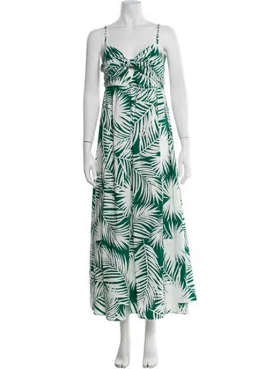 Pre-owned Milly Printed Long Dress In Green