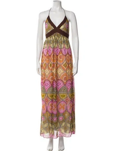 Pre-owned Milly Printed Long Dress In Multi