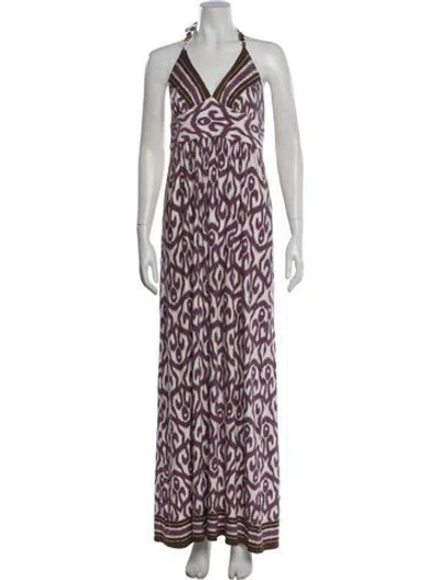 Pre-owned Milly Printed Long Dress In Multi