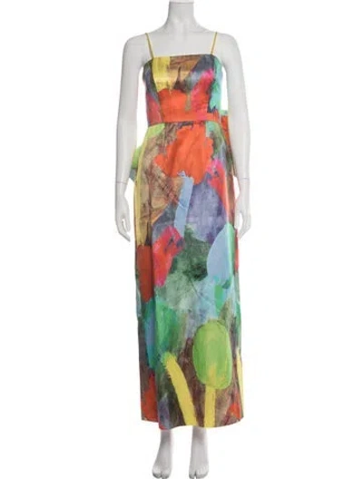 Pre-owned Milly Printed Long Dress In Multicolor