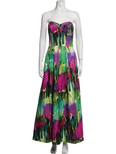 Pre-owned Milly Printed Long Dress In Multicolor