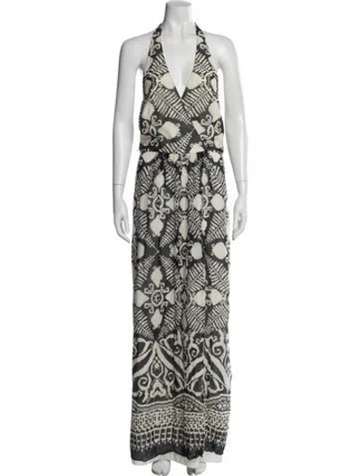 Pre-owned Milly Printed Long Dress In Neutral