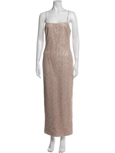 Pre-owned Milly Printed Long Dress In Neutrals