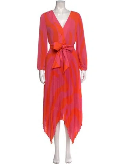 Pre-owned Milly Printed Long Dress In Orange