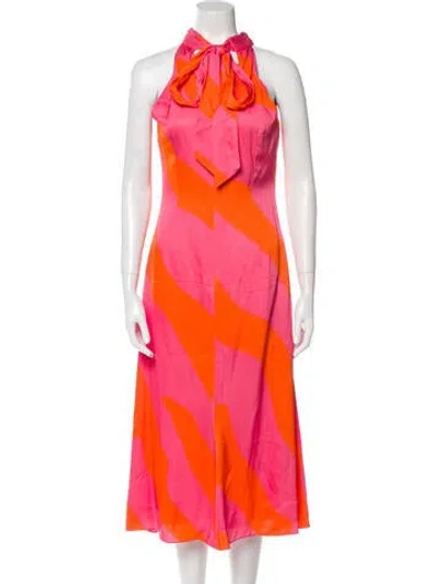 Pre-owned Milly Printed Long Dress In Pink