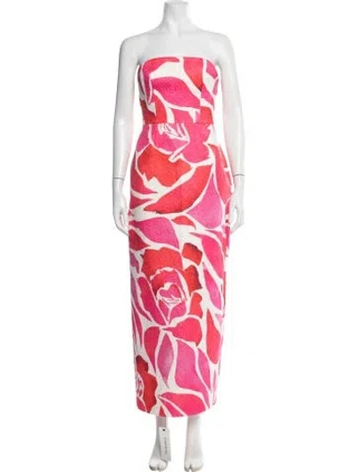 Pre-owned Milly Printed Long Dress In Pink