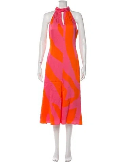Pre-owned Milly Printed Long Dress In Pink