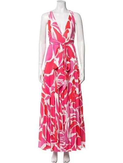 Pre-owned Milly Printed Long Dress In Pink