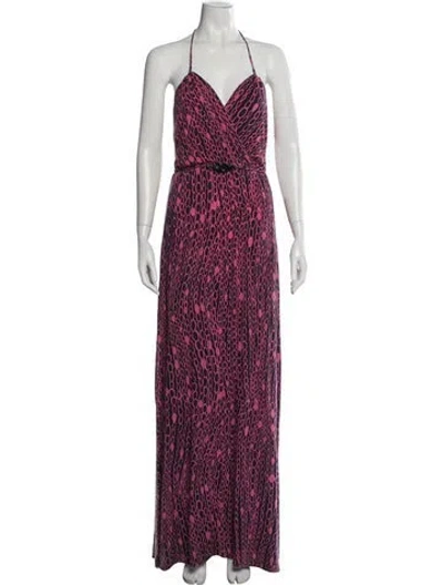 Pre-owned Milly Printed Long Dress In Purple