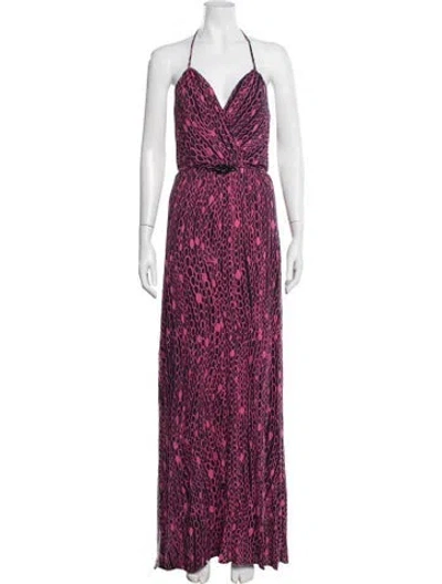 Pre-owned Milly Printed Long Dress In Purple