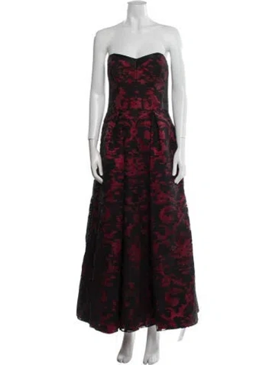 Pre-owned Milly Printed Long Dress In Red