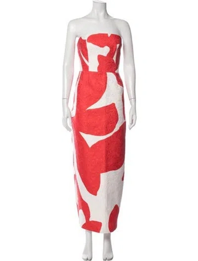 Pre-owned Milly Printed Long Dress In Red