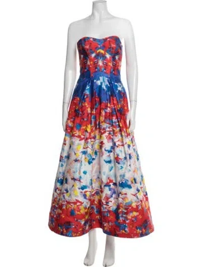 Pre-owned Milly Printed Long Dress In Red