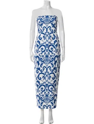 Pre-owned Milly Printed Long Dress W/ Tags In Blue