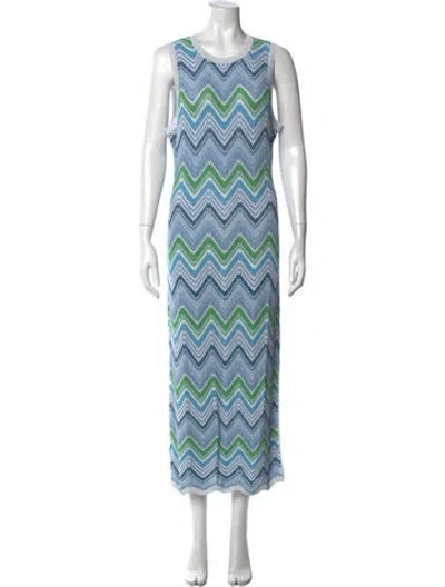 Pre-owned Milly Printed Long Dress W/ Tags In Blue