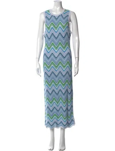 Pre-owned Milly Printed Long Dress W/ Tags In Blue